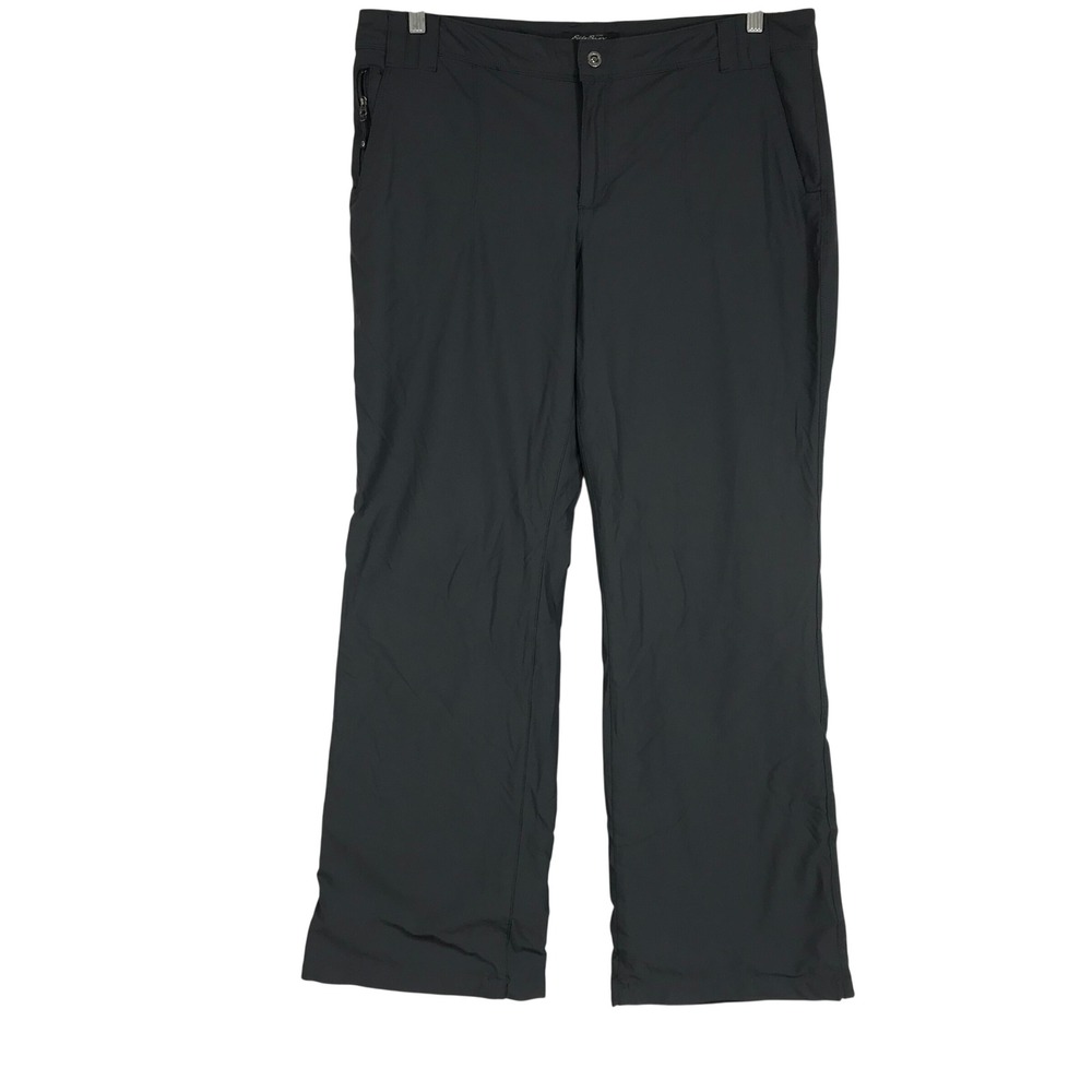 Eddie Bauer Women 16 Fleece Lined Hiking Pants Charcoal Gray Nylon Stretch Cargo